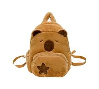 Nuytghr Plush Capybara Backpack, Cartoon School Bag, Animal Shoulder Pack, Brown, Soft Casual Design with Keychain Accessory for Kids, Boys, Girls, Travel, Day Trips, Everyday Use