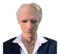 Nuytghr Realistic Old Man Masque, Full Head, Elderly Costume Accessory, White Beard, Latex Face Cover for Cosplay Party, Theater Performance, Festival or Masquerade, 15.16x10.63x8.46 inches