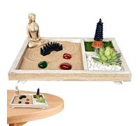 Nuytghr Zen Garden Desk, Miniature Japanese Sand Garden Crafts Kit, Relaxing Meditation Decor, 21.5x17.5x1.5cm, Artistic Tabletop Display, Business, Workplace, Study Room