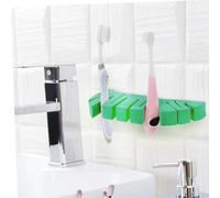 NUZAMAS 19 x 5 x 2 cm, porta pennelli da trucco, portaspazzolino a parete, a forma di foglia, pennello per trucco, stendibiancheria, organizer per dentifricio, mensole da parete, altamente adesive