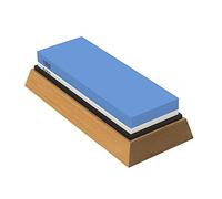 NUZAMAS Pietra per affilare coltelli di alta qualità su 2 lati, grana 1000/6000, affilacoltelli da cucina con base in bambù, guida angolare e design antiscivolo