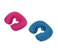 NUZAMAS Set di 2 Cuscini da Viaggio - Copertina Morbida, Leggero guanciale Gonfiabile Leggero per Aereo, Campeggio, Blu e Rosa Caldo, Viaggi in Auto - Borsa da Viaggio Ultra compatta Inclusa