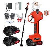 NUZEKY Forbice Potatura a Batteria 50mm con Asta di Estensione: Cesoie Potatura Elettriche Professionali Con2 21V/2000 mAh Batteria-Forbice Elettrica per Potatura con LCD Display per Jardinage,Olives