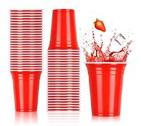 NUZEKY Set di 100 bicchieri rossi per feste - bicchieri di plastica riutilizzabili - 12 oz 350 ml bicchieri di plastica rossa per feste, campeggio, compleanno, matrimonio (100 pezzi)