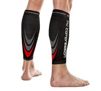 NV Compression 365 fasce di compressione per polpacci - Nero - Calf Guards/Sleeve Socks (PAIR) 20-30mmHg - For Sports Recovery, Work, Flight - Running, Cycling, Soccer, Rugby, Fitness, Gym, Golf, Tennis, Triathlon