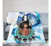 NVBCXVN Coperta in flanella Spirited Anime Away Toto'ro, leggera, morbida e calda, in peluche, per divano, letto, divano, soggiorno, sedia, 127 x 100 cm, nero 3