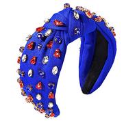 NVENF Fasce per capelli con nodi, per il 4 luglio, da donna, con strass e strass, fascia per capelli da donna con trifoglio verde (bandiera americana 3)