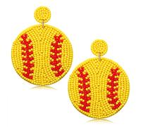 NVENF Orecchini sportivi da donna con perline da baseball, fatti a mano, con perline, da basket, orecchini pendenti per feste, giochi, gioielli, regali, Perline, Non pietra preziosa