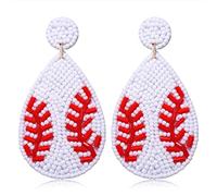 NVENF Orecchini sportivi da donna con perline da baseball, fatti a mano, con perline, da basket, orecchini pendenti per feste, giochi, gioielli, regali, perline, feltro, lega, Non pietra preziosa