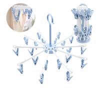 NVGFTG 2 Pezzi Stendibiancheria con 40 Pinze, Stendino per Calzini Pieghevole, Appendiabiti per Calzini, Stendino in Plastica Girevole a 360°, Per Biancheria Intima, Calzini, Asciugamano (Blu)