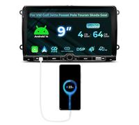 NVGOTEV Autoradio per VW Golf Passat Skoda Seat con Wireless Carplay/Android Auto, 9 pollici Radio 4+64GB Supporto Bluetooth WiFi 4G GPS Navi DSP FM AM RDS SWC DAB (opzionale)