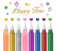 NVGVUP 16 Pezzi Colla Glitter, 10ml Colla Glitterata con Brillantini Lavabile, Pennarelli Glitter Colorate, Penne Glitter con Punta Fine, per il Fai da Te Artigianato Decorazione Design Creativo