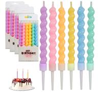 NVGVUP 24 Pezzi Candele Compleanno Multicolore, Candele Torta di Compleanno Spirale, Candela Compleanno con Supporto, per Compleanno, Festa