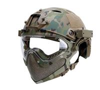 NVISRHDP Un Casco con Protezione facciale Integrata | Dispositivo di sospensione, maschera in rete di acciaio staccabile e casco in PC trasparente