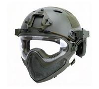 NVISRHDP Un Casco con Protezione facciale Integrata | Dispositivo di sospensione, maschera in rete di acciaio staccabile e casco in PC trasparente