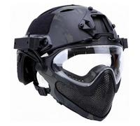 NVISRHDP Un Casco con Protezione facciale Integrata | Dispositivo di sospensione, maschera in rete di acciaio staccabile e casco in PC trasparente