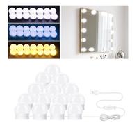 NVIYAM 14 luci per specchio da trucco, Hollywood luci specchio, led per specchio, 3 Modalità Colore, per Specchio Cosmetico,Lampada Specchio Bagno