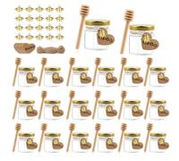 20Pz 45ml Mini Vasetti per Miele Esagonali in Vetro, Piccoli Barattoli per Miele con Mestolo in Legno, Ciondolo a Forma di Ape, Etichette in Kraft per Marmellata Gelatina Vaniglia Caramelle