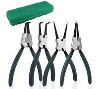 NVIYAM 4 Pezzi Pinze per Anelli di Sicurezza,Dritti Pinza Seeger, Piegati Pinza Seeger,Acciaio al Carbonio industriale,Maniglie Antiscivolo,Con stoccaggio portatile,anelli di sicurezza sostituzione