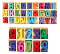 NVKRLFYD 216 Pezzi Numeri Colorati 0-9 Lettere Maiuscole In Legno A-Z Puzzle in legno Fatto A Mano Fai Da Te Decorazione Della Casa Educazione Della Prima Infanzia Regalo Per Bambini