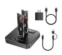 NVMe M.2 Clone SSD Case 20Gbps USB 3.2 Gen2X2, Dual Bay M.2 NVMe Docking Station con clonazione offline per un rapido aggiornamento del PC, migrazione del sistema e backup dei dati, compatibile con