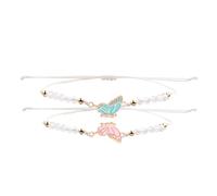 NVOQILIN 2 braccialetti dell'amicizia con ciondolo a forma di farfalla, regolabile, corda intrecciata, accessorio per ragazze e amici, Misura unica, come descritto