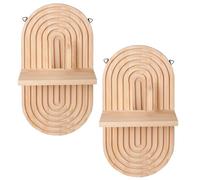NVOQILIN 2Pcs Forma Ovale Mensola Della Parete Decorazione Della Parete Dell'annata Legno Piccola Pianta Mensola di Stoccaggio Scaffale di Visualizzazione Per Soggiorno