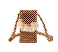 NVOQILIN Amichevole Borsa In Legno Con Perline Per Le Donne Piccole Borse Del Telefono Borsa A Tracolla Per Passeggiate In Spiaggia E Avventure Trendy, Marrone, One Size