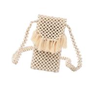 NVOQILIN Amichevole Borsa In Legno Con Perline Per Le Donne Piccole Borse Del Telefono Borsa A Tracolla Per Passeggiate In Spiaggia E Avventure Trendy, A, One Size