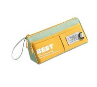 NVOQILIN Astuccio di grande capacità cerniere portapenne organizer per matite spazioso astuccio grande cancelleria penne sacchetti per matite per studenti, Giallo e verde.