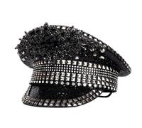 NVOQILIN Bejeweled - Cappello da capitano con cristalli pesanti, per ragazze e ragazzi, per carnevale, festival musicali, donne alla moda