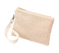 NVOQILIN Borsa a busta in paglia essenziale da spiaggia per le donne in tessuto piccola borsa con cinturino da polso alla moda da spiaggia con cerniera borsa da polso tessuta, H, One Size