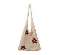 NVOQILIN Borsa a tracolla in rete con ricamo floreale alla moda borsa da donna leggera borsa da spiaggia per uso quotidiano borsa a rete, bianco, One Size