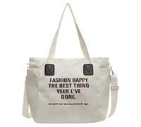 NVOQILIN Borsa a tracolla minimalista in tela casual per la scuola con ampio scomparto per studenti borsa a tracolla con cerniere borsa a tracolla per studenti, Beige, One Size