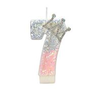 NVOQILIN Candela con numero di compleanno, corona rosa, candela di compleanno per torte glitterate, con paillettes, per ragazze, donne