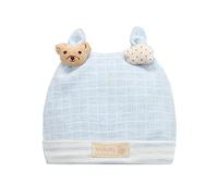 NVOQILIN Cappello da ospedale per neonati da 0 a 3 mesi, con orecchie da orso, in morbido cotone, Blu, Suitable for 0-6 Months