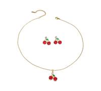 NVOQILIN Collana con ciondolo a forma di frutta in rame dal design alla moda, con orecchini coordinati, set di gioielli moderni per feste quotidiane