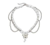 NVOQILIN Collana con fragole imitazione perla girocollo Boemia strato cristallo clavicola catena delicata dolce collana per le donne ragazza perline di vetro dichiarazione, Misura unica, come