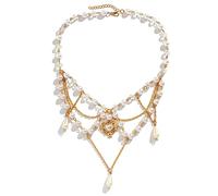 NVOQILIN Collana con fragole imitazione perla girocollo Boemia strato cristallo clavicola catena delicata dolce collana per le donne ragazza perline di vetro dichiarazione, Misura unica, come