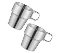 NVOQILIN Confezione da 2 tazze da campeggio isolate in acciaio inox, con manico pieghevole, a doppia parete, per escursioni all'aperto