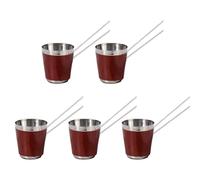 NVOQILIN Confezione da 5 bicchierini da liquore in acciaio, pratici bicchierini da liquore con catena attaccata, capacità 30 ml, per socializzare i bicchieri da festival