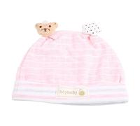 NVOQILIN Cuffia per neonati da 0 a 3 mesi, cappello da ospedale con orecchie da orso, in morbido cotone, rosa, Suitable for 0-6 Months