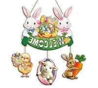 NVOQILIN Decorazioni pasquali per decorazioni domestiche, coniglietti pasquali, centrotavola in legno, segni pasquali autoportanti