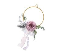 NVOQILIN Elegante ghirlanda floreale finta che mostra rose realistiche su struttura in ferro flessibile pezzo di accento domestico artificiale corona di rose in metallo ponte da parete