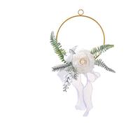 NVOQILIN Elegante ghirlanda floreale finta che mostra rose realistiche su struttura in ferro flessibile pezzo di accento domestico artificiale corona di rose in metallo ponte da parete