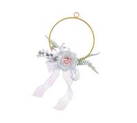 NVOQILIN Elegante ghirlanda floreale finta che mostra rose realistiche su struttura in ferro flessibile pezzo di accento domestico artificiale corona di rose in metallo ponte da parete