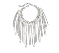 NVOQILIN Frangia con perle finte e perline con catena irregolare, per donne e ragazze, frangia con perline di pietra, 12 1/8, come descritto