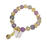 NVOQILIN Imitazione Jades Perline Corda Elastica Farfalla Fascino Handchain Monili Alla Moda Da Polso Per Donne Alla Moda Gioielli Ispirati, Misura unica, come descritto