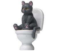 NVOQILIN MEILVMEIJI Gatto sul WC in resina Decorazioni per la casa Figura Accessori Paesaggio Miniature Giardino Modello Desktop Figurine Ornamenti