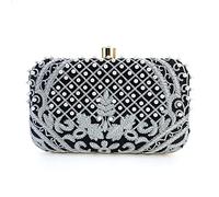 NVOQILIN Pochette da sera da donna, borsa a tracolla con ricamo a spalla, borsa a tracolla per matrimoni e balli scolastici, con catena staccabile, pochette da sera per feste, H, One Size